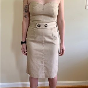 Trina Turk Tan strapless Dress with belt